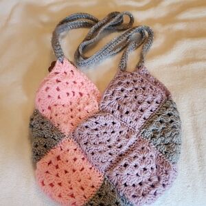 Handcrafted Pink and Purple Crochet Bag